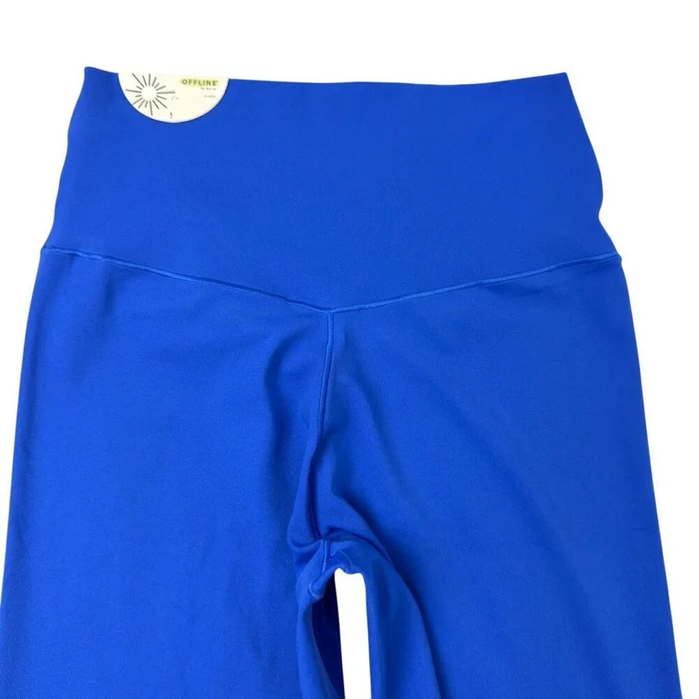 Offline by Aerie Real Me 7/8 High Rise Crossover Leggings Blue Size L NWT